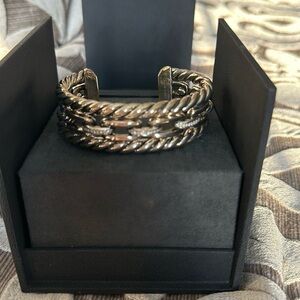 David Yurman Wellesley Sterling Silver Three-Row Cuff Bracelet - 5 yrs old